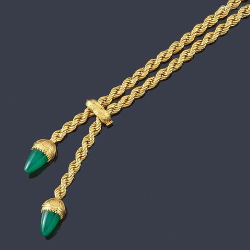 Long necklace 'sautoir' with 18K yellow gold cord ...