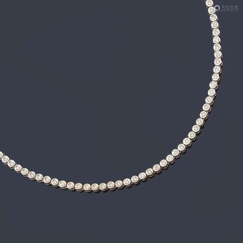 Rivière-type necklace with diamonds of approx. 3.5…