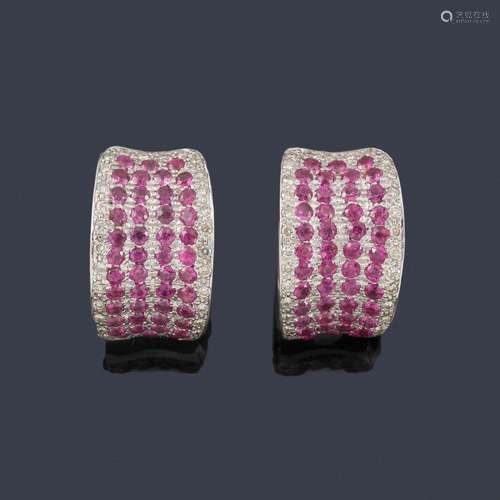 Creole earrings with pink sapphire pavé and a band…