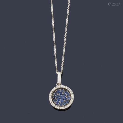 Pendant with circular motif with sapphire pavé and…