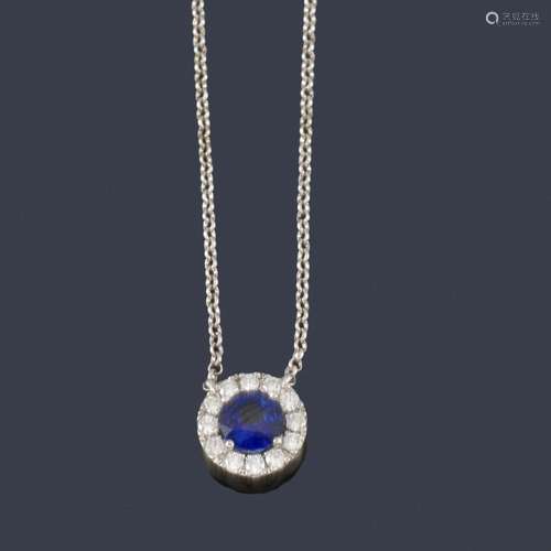 Sapphire circular pendant approx. 0.35 ct and diam…