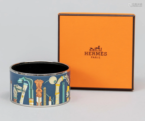 Hermes, wide silver bangle wit