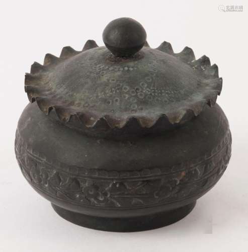An antique Chinese silver lidded pot, 19th century, (very ta...