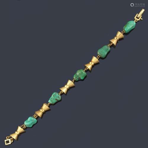 Bracelet with five polished turquoise and conical …