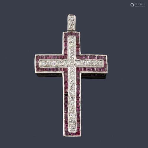 Pendant-brooch in the shape of a cross with a band…