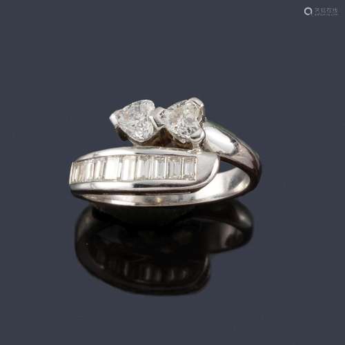 Ring with heart-cut diamonds and baguette band set…