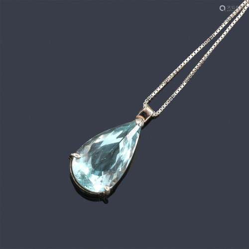 Pendant with pear-cut aquamarine of approx. 2.40 c…