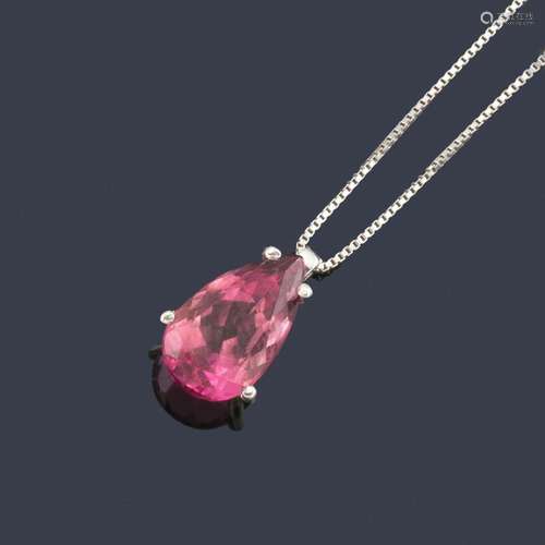 1.30 ct rubellite pendant with 18K white gold fram…