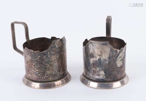 Two Russian tea glass holders, early 20th century, 9cm high,...