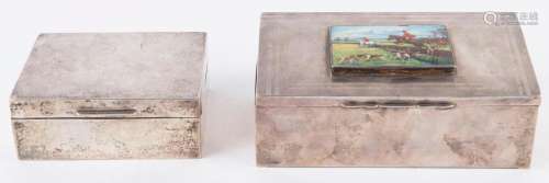 Two antique English sterling silver boxes, one with later ap...