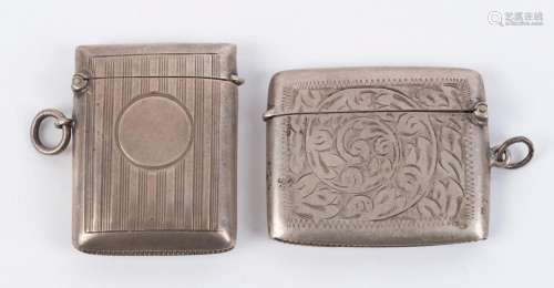 Two antique English sterling silver vestas, both manufacture...
