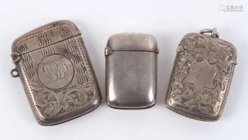 Three antique English sterling silver vestas, all manufactur...