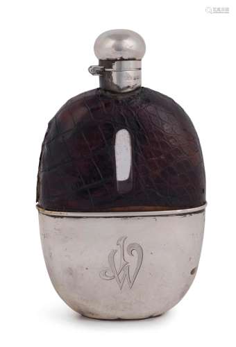 An antique English sterling silver hipflask by Mappin & ...