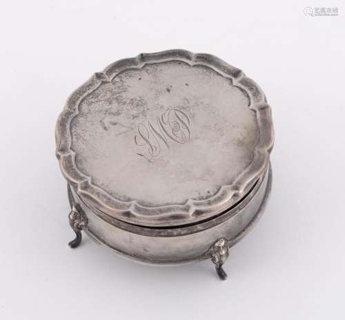 An English sterling silver circular jewellery box, by H. Mat...
