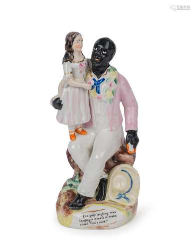 UNCLE TOM & EVA Staffordshire pottery figural group, sec...