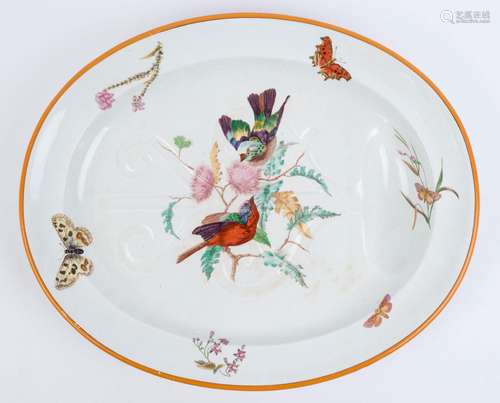 WEDGWOOD antique English porcelain meat platter with butterf...