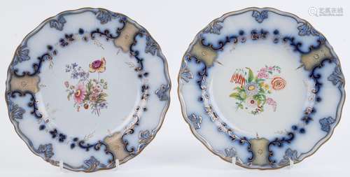 WEDGWOOD pair of antique English porcelain plates with hand-...