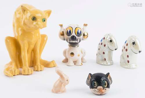 Animal figurine group with large yellow cat (likely by A.C.H...