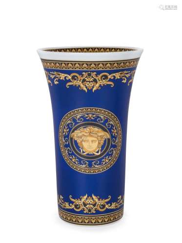 VERSACE Rosenthal "MEDUSA BLUE" German porcelain v...