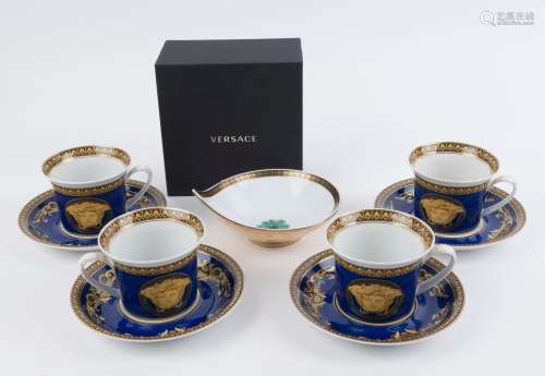 VERSACE Rosenthal "MEDUSA BLUE" four German porcel...