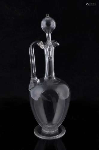 An antique English glass claret jug with stopper, circa 1860...