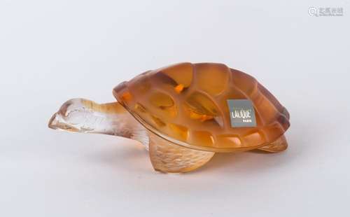 LALIQUE Amber crystal Caroline Tortoise paperweight, circa 1...