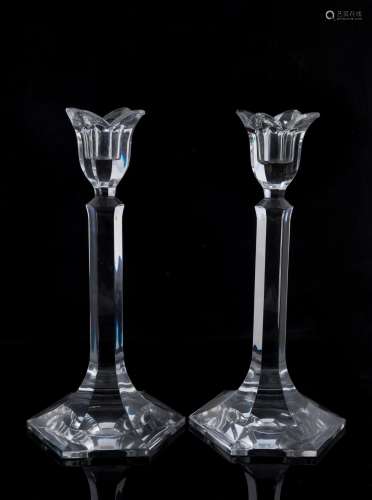 ORREFORS pair of Swedish crystal candlesticks, 20th century,...