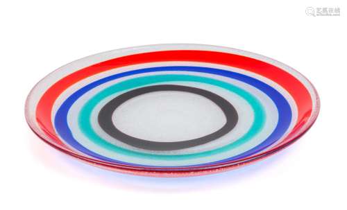 CENEDESE "Pulegoso" Murano glass platter, engraved...