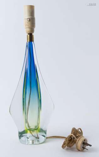 ARTE NUOVA Murano blue and green glass table lamp, circa 196...