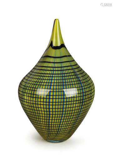 ALBERTO DONA a Canne and spiralli yellow cased Murano glass ...