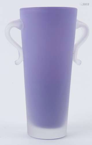 ORREFORS Swedish two handled mauve glass vase by Ann Nielsen...