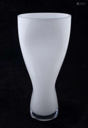 ORREFORS Swedish white glass vase, acid etched mark "Or...