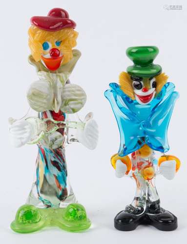 Two Murano glass clown statues, 20th century, 26cm and 22cm ...