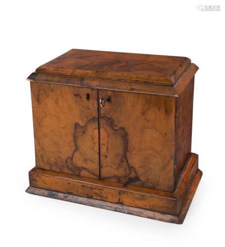 An antique English desk tidy, burr walnut, 19th century, 28c...
