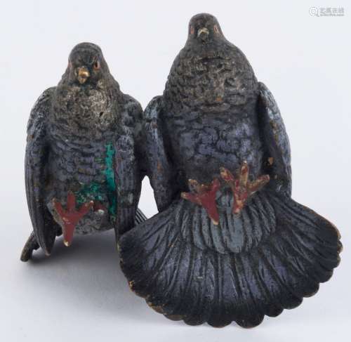 An Austrian cold painted bronze statuette of a pair of partr...