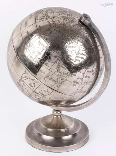 VILLA MAISON metal globe of the world, 38cm high