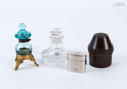 A small collection of inkwells comprising a bakelite "O...