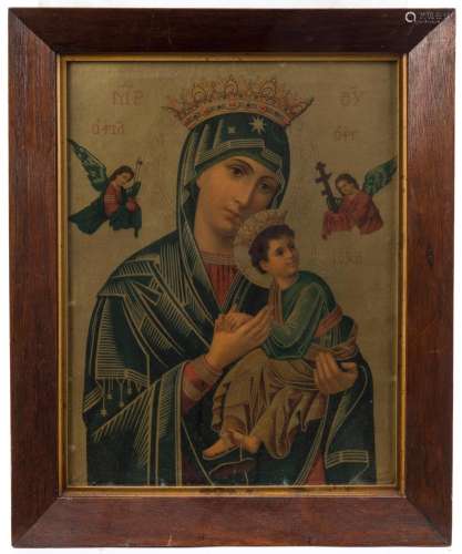 An Orthodox Christian Mary and Jesus chromolithograph print ...