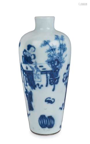 A Chinese underglaze blue and white porcelain vase with inte...