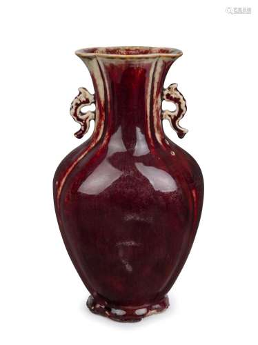 Sang de boeuf Chinese rich red porcelain vase, Guangxu perio...