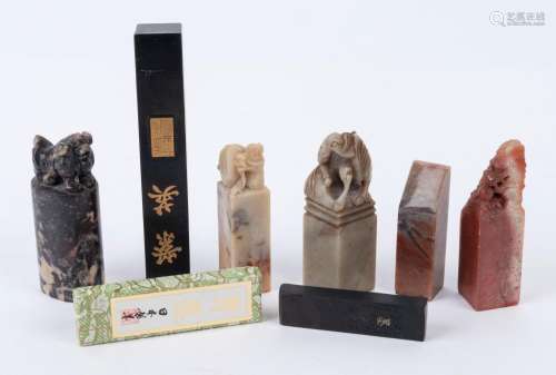Seven assorted Chinese carved stone seals, 19th/20th century...