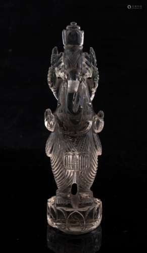An Indian carved rock crystal statue of a four-armed Ganesh ...
