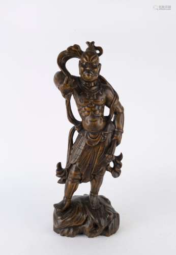 A Chinese carved wooden figure, 20th century, 62cm high