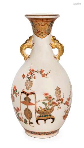 SATSUMA Japanese earthenware vase, Meiji period, seal make t...