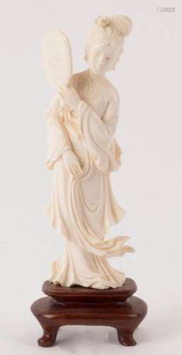 A Japanese carved ivory statue of a lady, early to mid 20th ...
