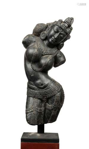 APSARA Indian carved black stone statue, East Bengal, circa ...