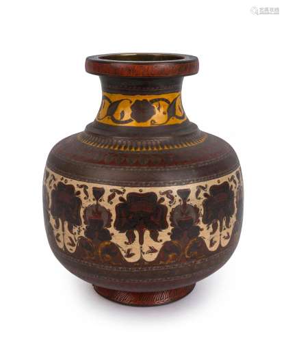 An antique Indian vase, bronze and enamel, 19th century, 25....