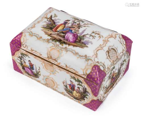 An antique German porcelain trinket box, 19th century, 10cm ...