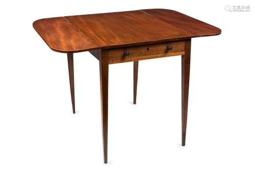 A Georgian mahogany drop-side Pembroke table with single dra...