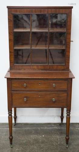 A Georgian mahogany ladies dwarf bookcase with two drawers, ...